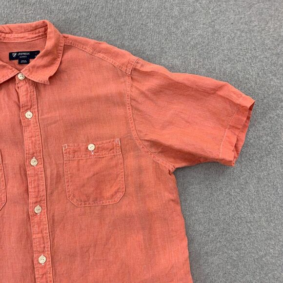 Daniel Cremieux Button Shirt Mens Medium Linen Short Sleeve Salmon Color - Picture 5 of 13